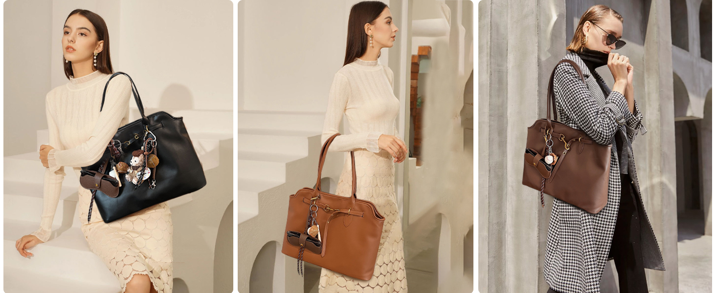 Жіноча сумка-шопер Unisoul з натуральної замші, велика містка сумка для коледжу, роботи, школи, подорожей, шопінгу, повсякденного використання, колір кави