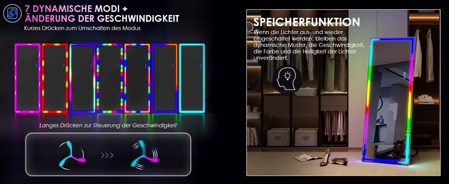 Дзеркало для тіла LVSOMT з підсвічуванням, настінне, LED, 120x40 см, для спальні, подарунок, білий