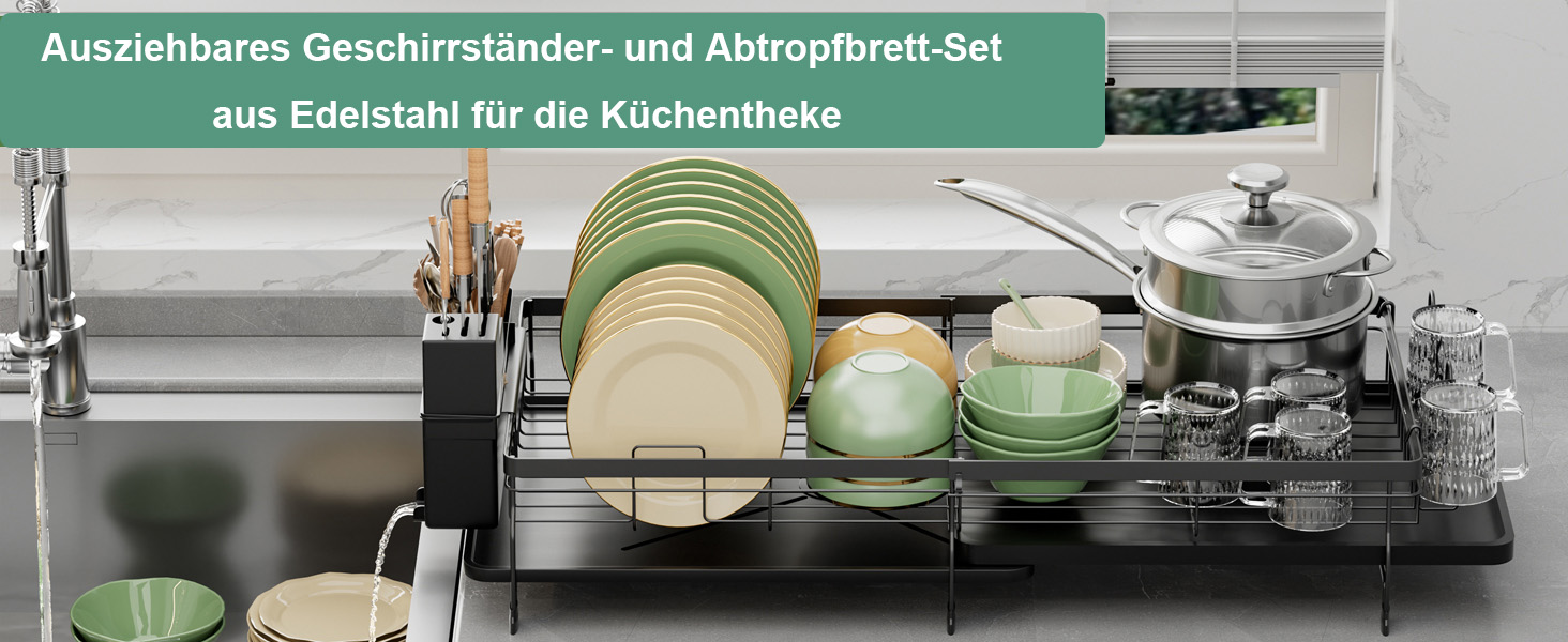 Підставка для посуду ROTTOGOON 2-рівнева з нержавіючої сталі, чорна, для кухонної стільниці