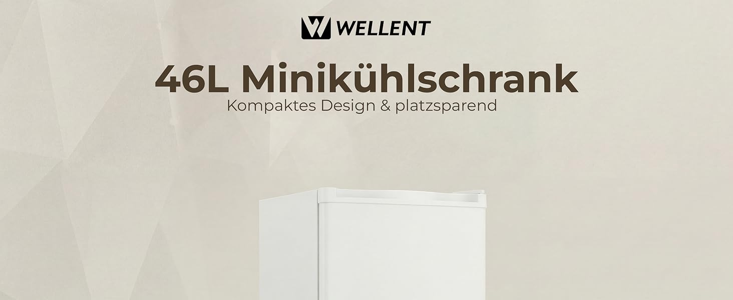 Міні-холодильник WELLENT 46л з морозильною камерою та реверсивною дверцю, білий - для спальні, офісу, гуртожитку