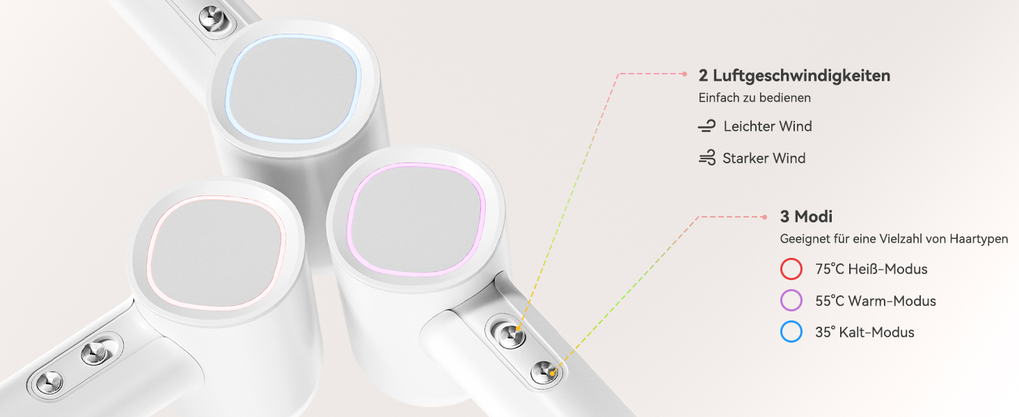 Фен з дифузором, потужний фен з мотором 160 000 об/хв, іонізатор, 500 млн негативних іонів, для подорожей та дому (сірий), з дифузором