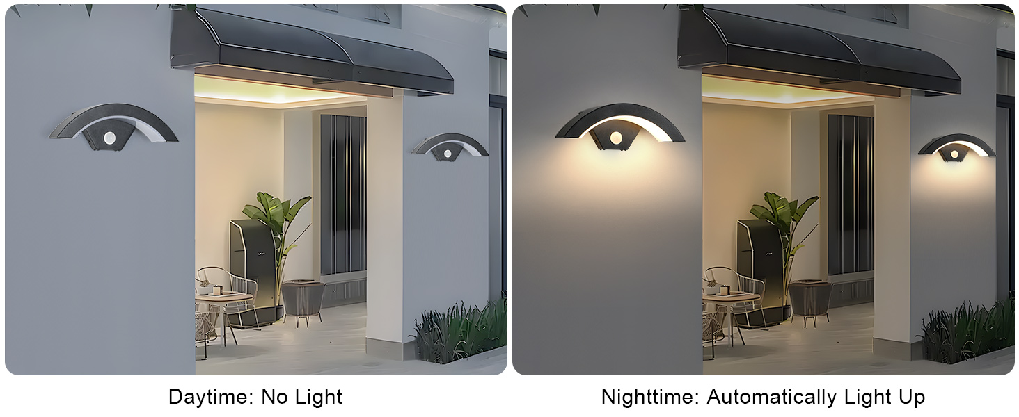 Зовнішня LED-стіна Comely 24W з датчиком руху, IP65, алюміній, тепле світло 3000K для саду, тераси, сходи, чорна (2 шт.)