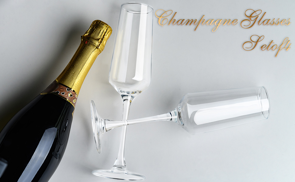 Набір келихів для шампанського ParaCity, 250 мл, 4 шт. - елегантні келихи для ігристих вин, коктейлів, подарунок на день народження, весілля, Новий рік