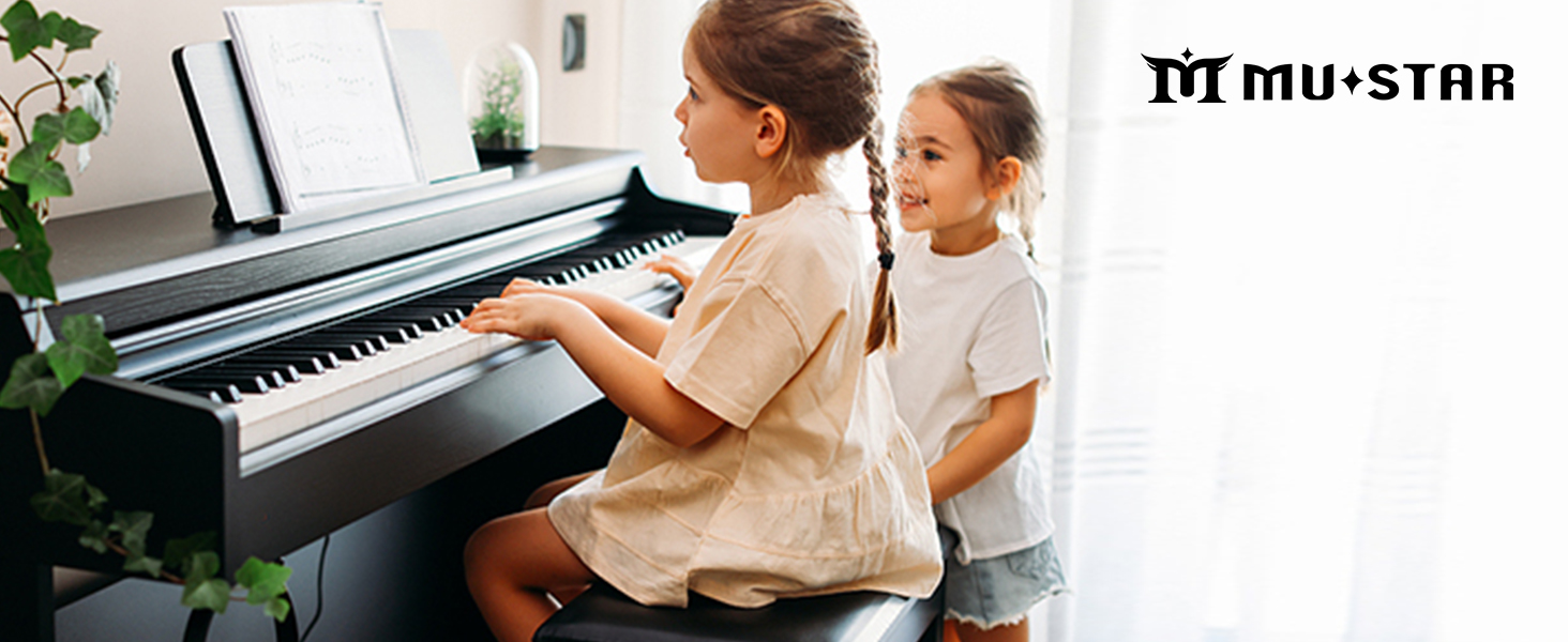 Електронне піаніно MUSTAR 88 клавіш з табуретом, цифрове піаніно, чорне, USB/MIDI, для початківців