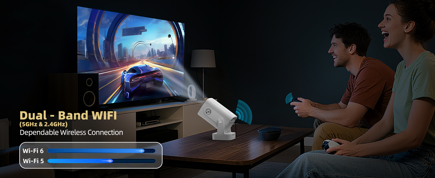 Beautiebeam Beamer: Міні проєктор Full HD 1080P/4K з автотрапецеїдною корекцією, Android 11, Bluetooth 5.0, WiFi 2.4/5G, 180° обертання для дому та на вулицю