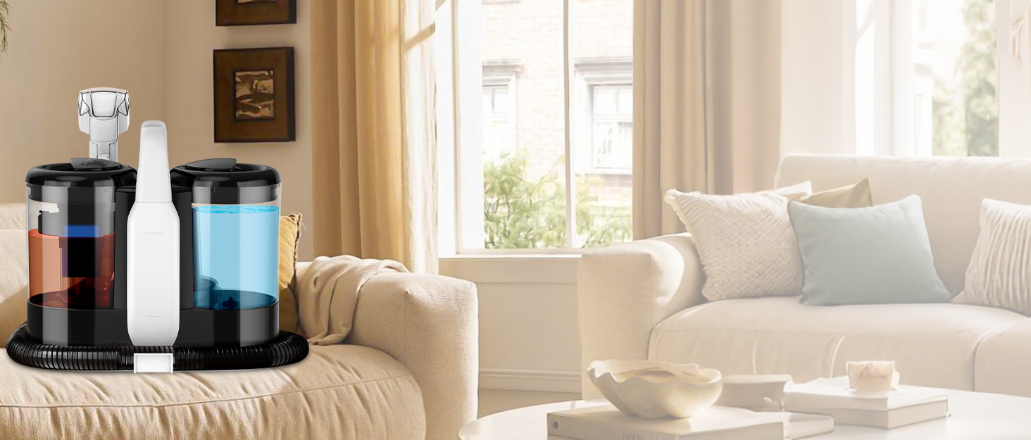 Пристрій для чищення м'яких меблів та килимів, 600W, 17kPa, миючий пилосос, з миючим засобом, компактний, для килимів, диванів, автомобільних сидінь та соф