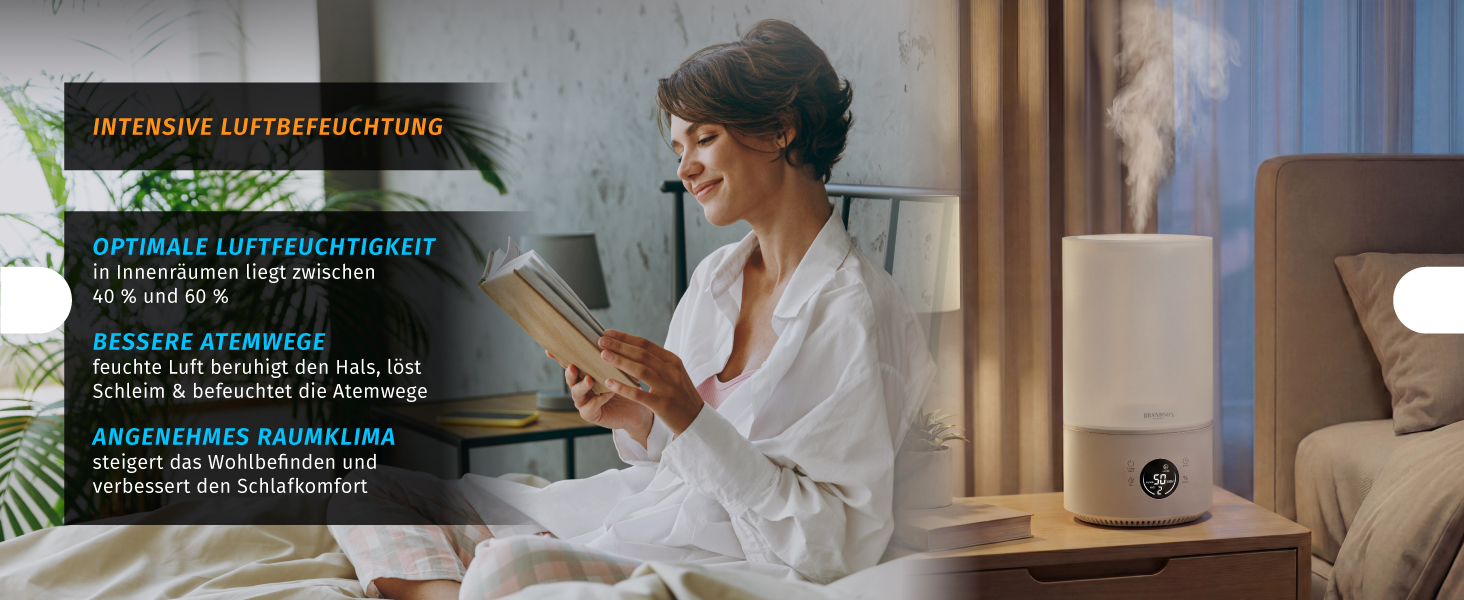 Зволожувач повітря Brandson з цифровим дисплеєм та пультом дистанційного керування, 4.2 л, таймер, 3 режими туману, тиха робота, функція Sleep, для спальні, дитячої кімнати, офісу