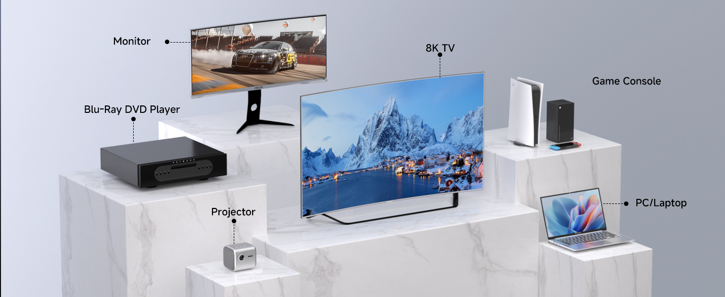 HDMI 2.1 кабель Southlight 5 метрів (8K@60Hz, 4K@120Hz, 48Gbps) – Ultra High Speed, eARC, HDCP 2.2/2.3, DTS:X, Dolby Atmos, сумісний з Soundbar, PS2, PS5, Xbox, Roku TV, сірий