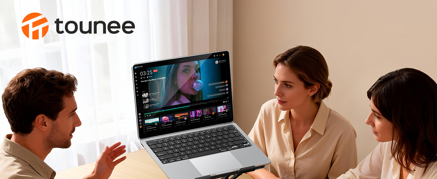 Підставка для ноутбука на стіл Tounee, регульована, 360° обертання, ергономічна, для MacBook Pro, Air та ноутбуків 10-16 дюймів – чорна