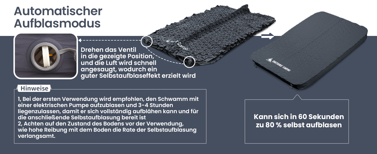 Надувний матрац OneTigris Dreamstar самонадувний (70x198 см) сірий для кемпінгу, подорожей та автомобіля