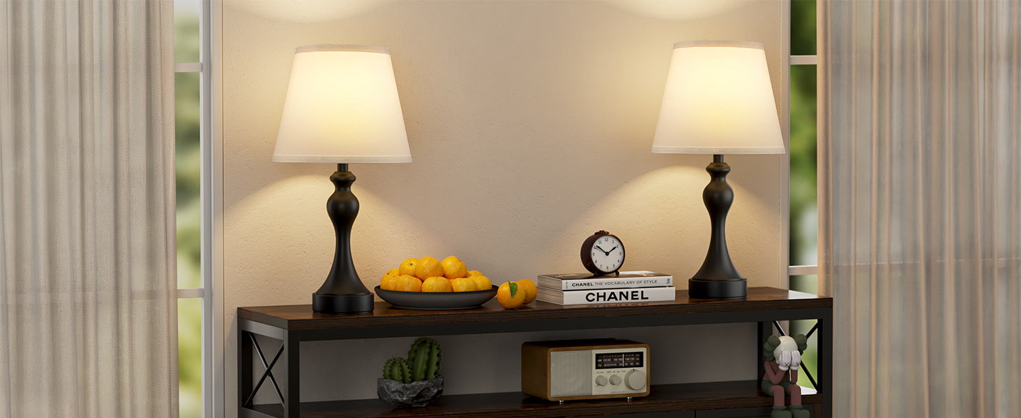 Настільна лампа Kakanuo з торшером, 2 шт., з USB-портами A+C, диммування, вінтажний дизайн, для спальні, вітальні, офісу, білий абажур, золотий цоколь