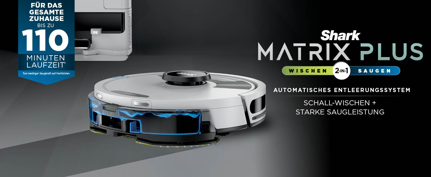 Робот-пилосос Shark Matrix Plus 2-в-1 з функцією миття та станцією самоочищення, самостійно спорожняється, для шерсті тварин, килимів та твердих підлог, 14,5 см (автоматичне спорожнення, білий)