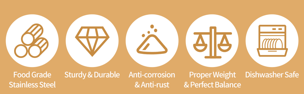 Набір столових приборів Aoeeppa на 6 осіб (30 предметів) з нержавіючої сталі, золотий