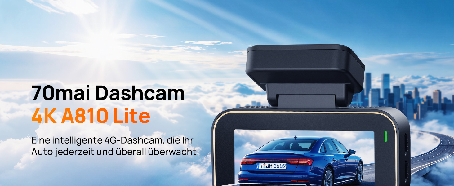 Автомобільний відеореєстратор 70mai A810 Lite 4K з Wi-Fi 6, передня та задня камери, чорний (Carbon Black)