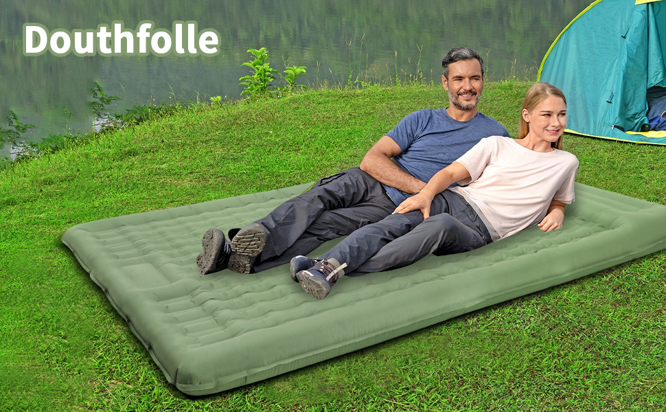 Douthfolle Twin XL Camping Sleeping Pad - 12cm Thick Inflatable Sleeping Mat with Foot Pump - Waterproof & Outdoor
