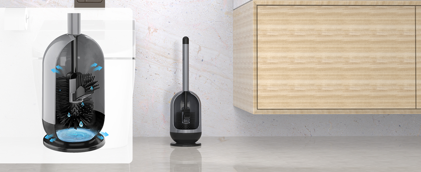 Набір для чищення унітазу Mr.Siga з тримачем, щітка для унітазу з м'якими щетинками, сірий та чорний, 1 шт.