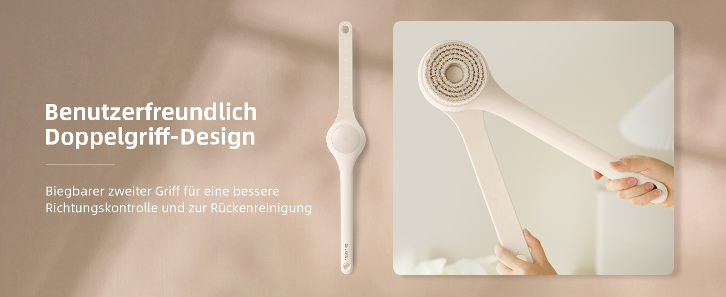 Електрична щітка для спини Gentle Exfoliating, з довгим ручним, для глибокого очищення, для жінок, чоловіків, літніх людей, рожевого кольору