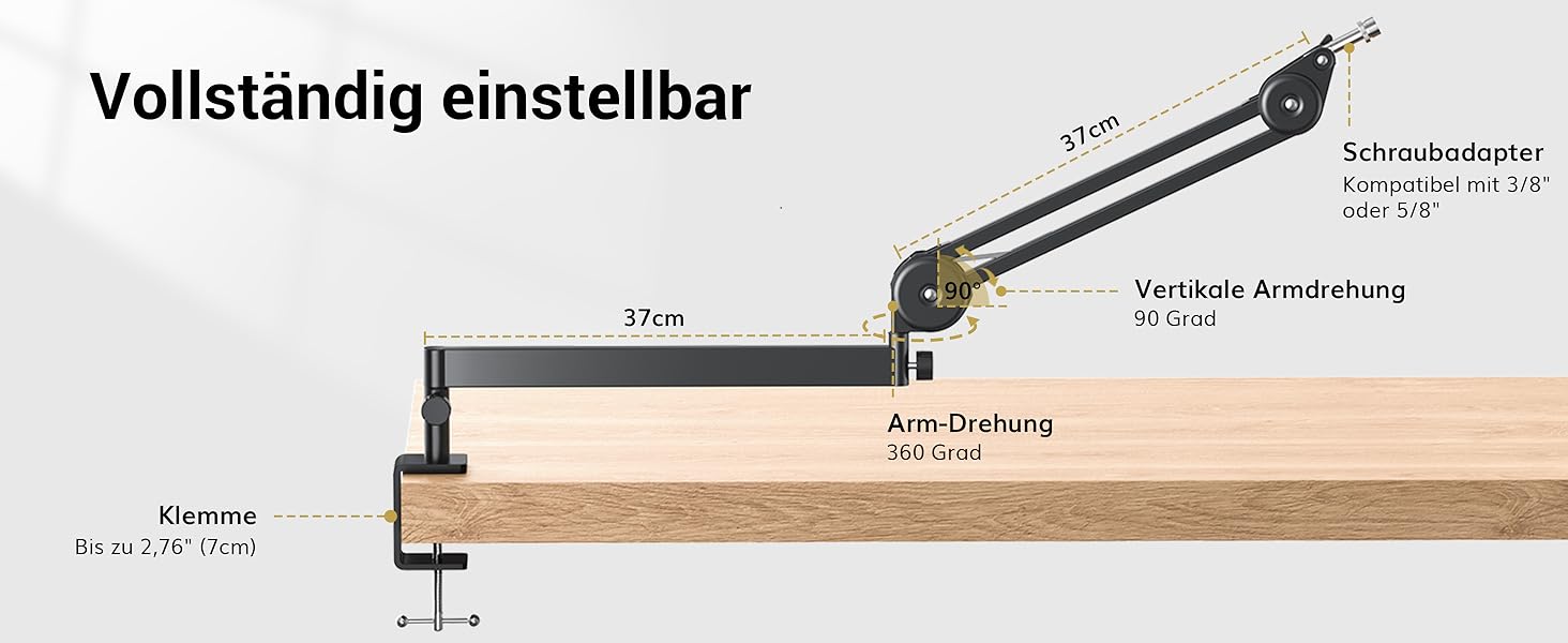 Кріплення для мікрофона TONOR T20LP - низькопрофільний тримач для геймінгу та подкастингу, чорний, з прихованою пружиною