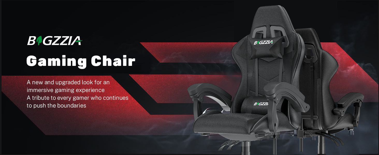 Геймерське крісло Bigzzia Ergonomic: з подушкою для попереку та голови, регульована висота, для комп'ютера, для дорослих та підлітків (сірий)