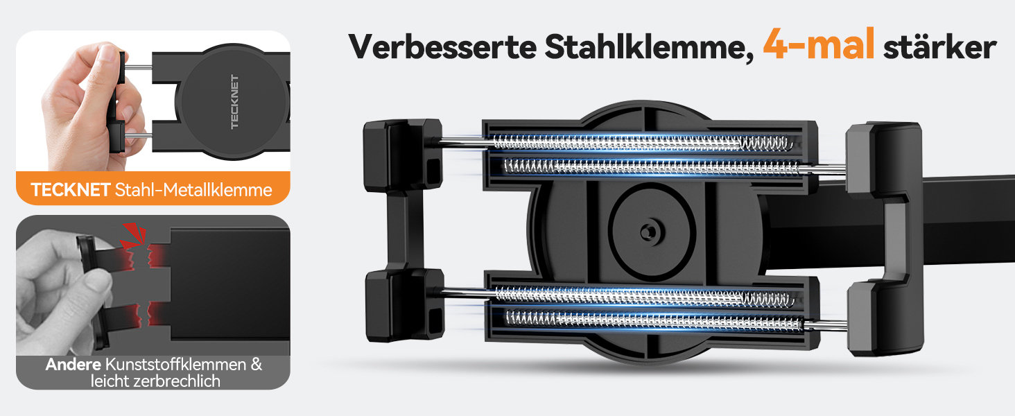 Тримач для планшета в авто TECKNET: універсальний, 360° обертання, для iPad, iPhone, Galaxy Tab, Switch (4.7-12.9