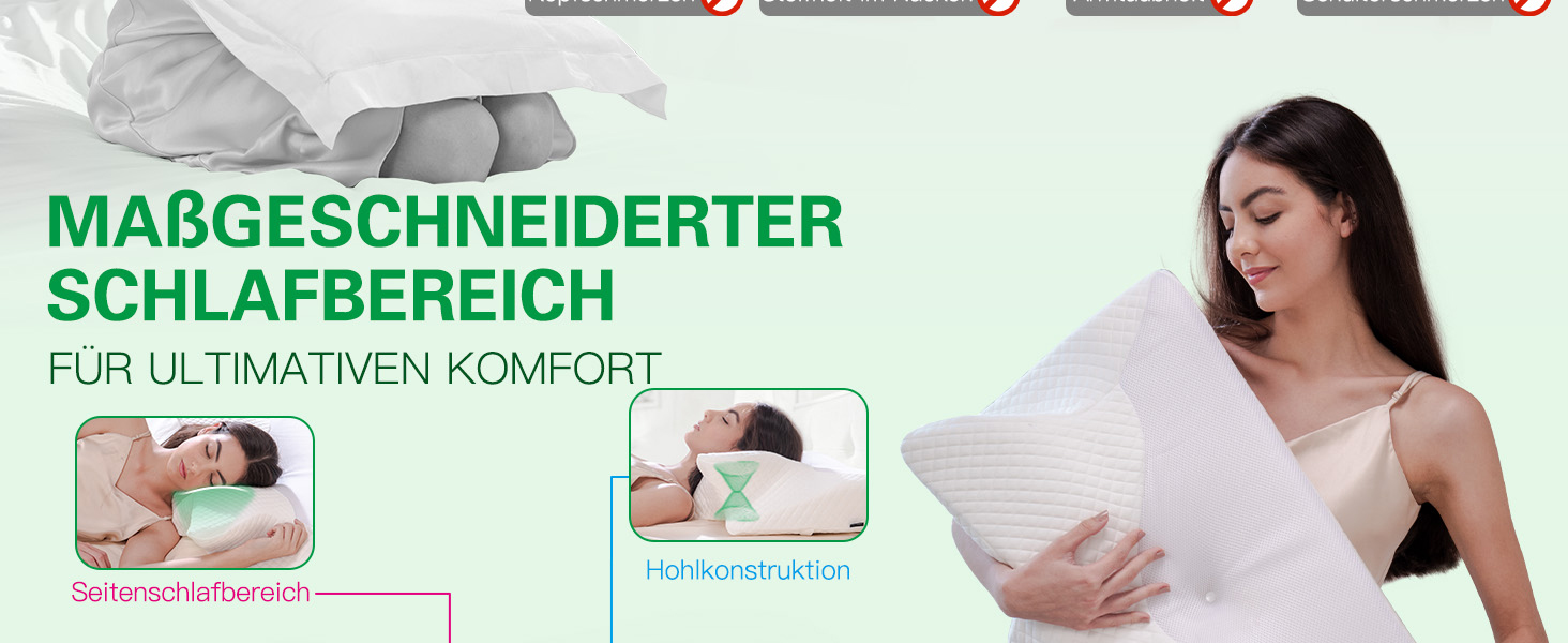 Подушка для шиї та плечей 2 в 1 з ефектом пам'яті Memory Foam, біла (70x40x8.5/14 см)