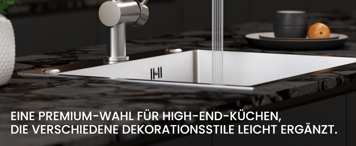 Змішувач для кухні CECIPA X203B чорного кольору з висувною лійкою, поворотний на 360°, з двома режимами струменя, нержавіюча сталь