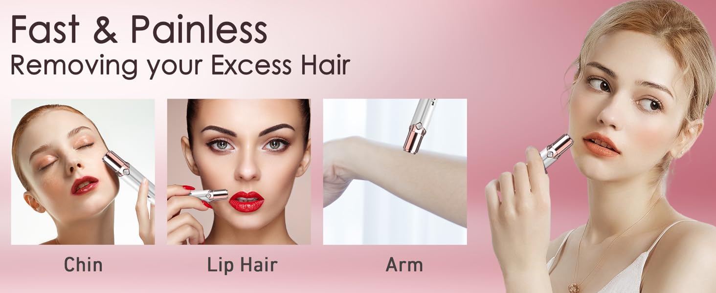 Електричний епілятор для обличчя для жінок, 2 змінні насадки, безболісний, для щік та підборіддя, білий