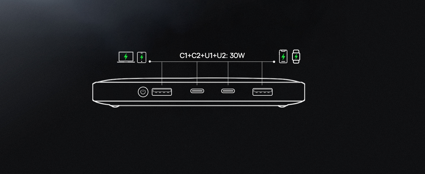 Power Bank Baseus 20000mAh 100W PD: Швидка зарядка для ноутбуків, MacBook, iPad, iPhone, Samsung та інших пристроїв (Чорний)