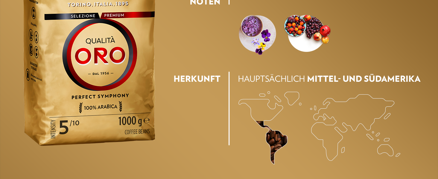 Кава в зернах Lavazza Qualità Oro, 100% Арабіка, середній обсмал, 1 кг