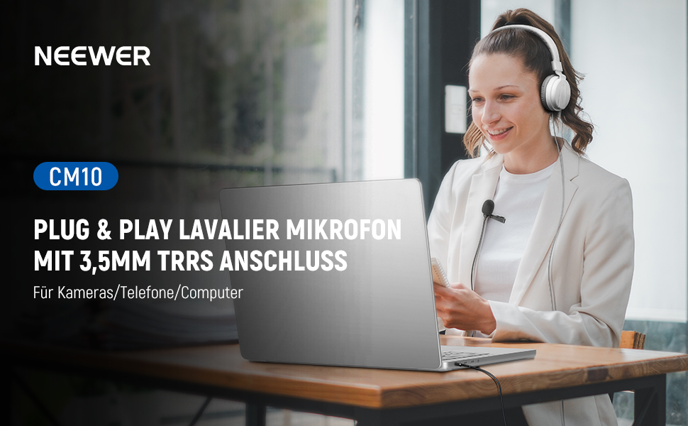 NEEWER Мініатюрний USB-C Лавалерний Мікрофон 2 шт. для iPhone 16 15 Pro Max, Android, Телефонів, Планшетів, ПК, з кабелем 2м (CM10 з 3.5mm TRRS штекером)