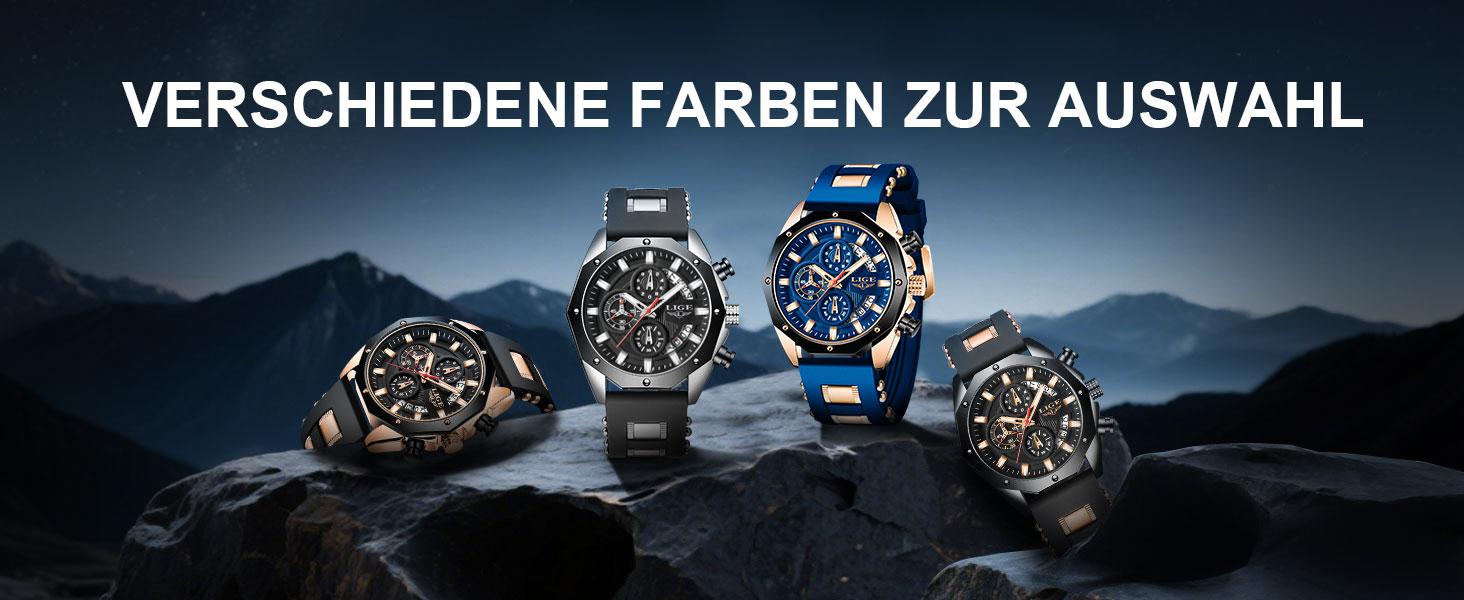 Годинник чоловічий LIGE з датою, кварцовий, аналоговий, водонепроникний, ретро-дизайн, хронограф, чорний силіконовий ремінець, вінтажний годинник, подарунок для чоловіків