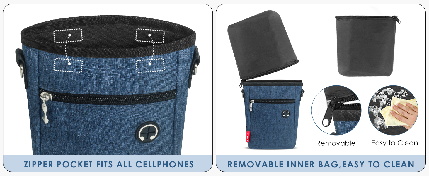 Фурнітура для собак з магнітною застібкою, 2025, практичний мішок для їжі, мішок для ласощів для собак з знімною внутрішньою кишенею | Диспенсер для відходів, блакитний