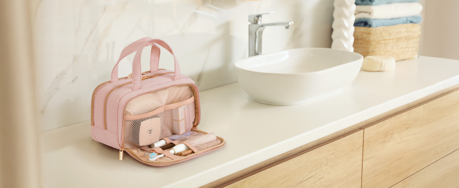 Lifewit Косметичка для подорожей 5L, Водовідштовхувальна, з відділенням для мокрого, Рожева