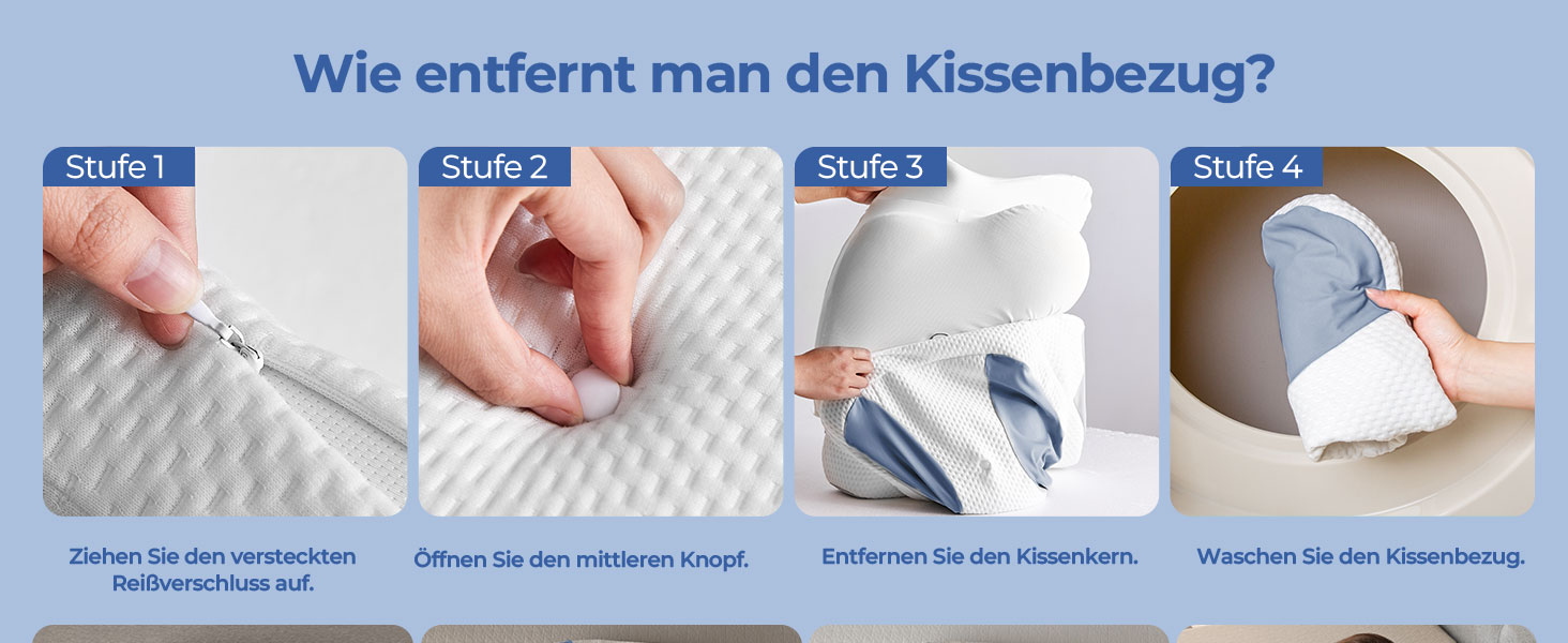 Ортопедична подушка Uniency для шиї з Memory Foam - для сну на боці, спині та животі, зняття болю в шиї та плечей (66 x 40 x 14 см, блакитна)