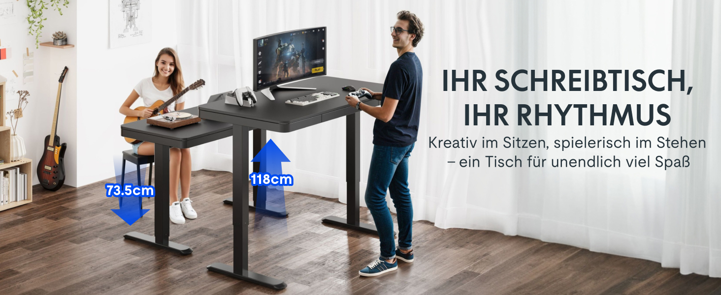 FLEXISPOT Electric Standing Desk with LED Display, Memory Function, USB Port & Drawer - 140x70cm, Luxury Black