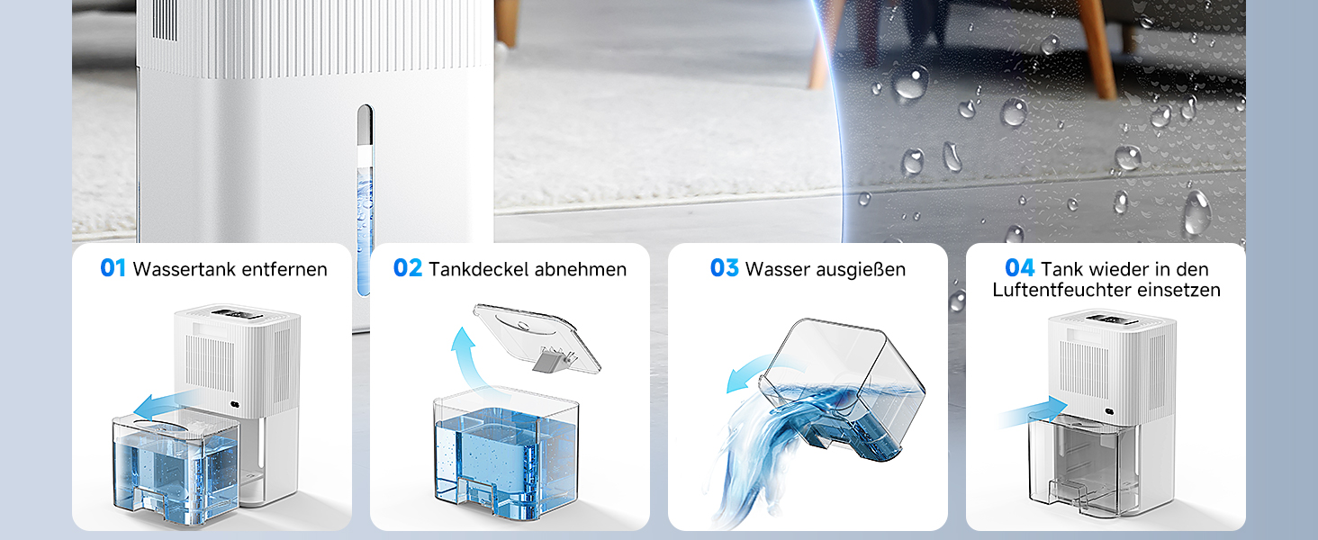 Електричний осушувач повітря 2700 мл з автоматичним вимкненням, таймером, нічним режимом та 7-кольоровим нічним світлом, портативний, для дому, ванної кімнати, підвалу. Осушує 550 мл/24 год