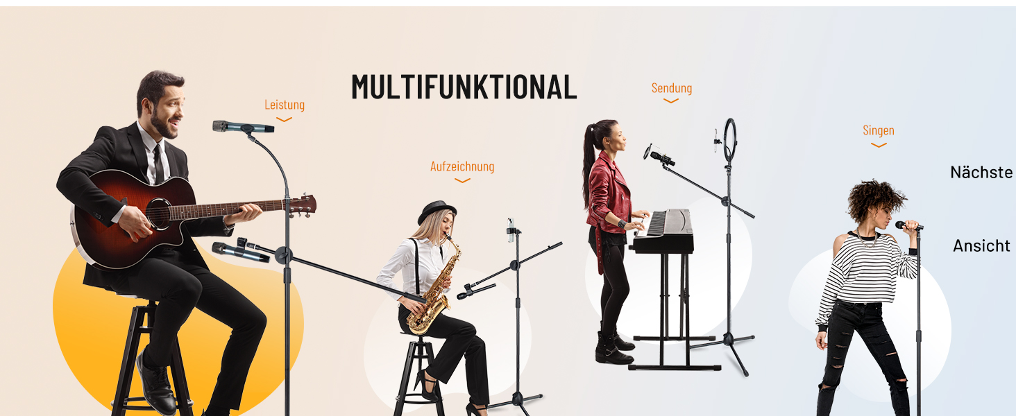 Підставка для мікрофона 2-в-1 з трьома кліпсами для кабелів, для вокалу, сцени, конференцій та презентацій, розширювана, CY0311 (з лебединою шиєю)