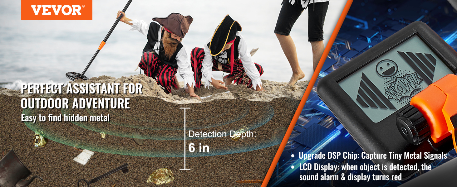 Металдетектор VEVOR Profi: професійний прилад для пошуку металу з котушкою 30 см, 7 режимів, водонепроникність IP68 (до 3 м), пошук золота, регульована ручка, Bluetooth-гарнітура, точне визначення місця розташування (15,2 см)