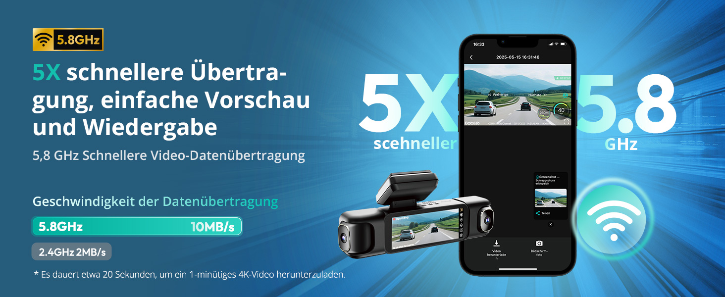 Dashcam BOTSLAB G980H 4-канальна з GPS, WiFi, IPS-дисплеєм та Super Night Vision, 3K+3*1080P, 128GB SD, G-Sensor, Loop-запис, Park Monitoring