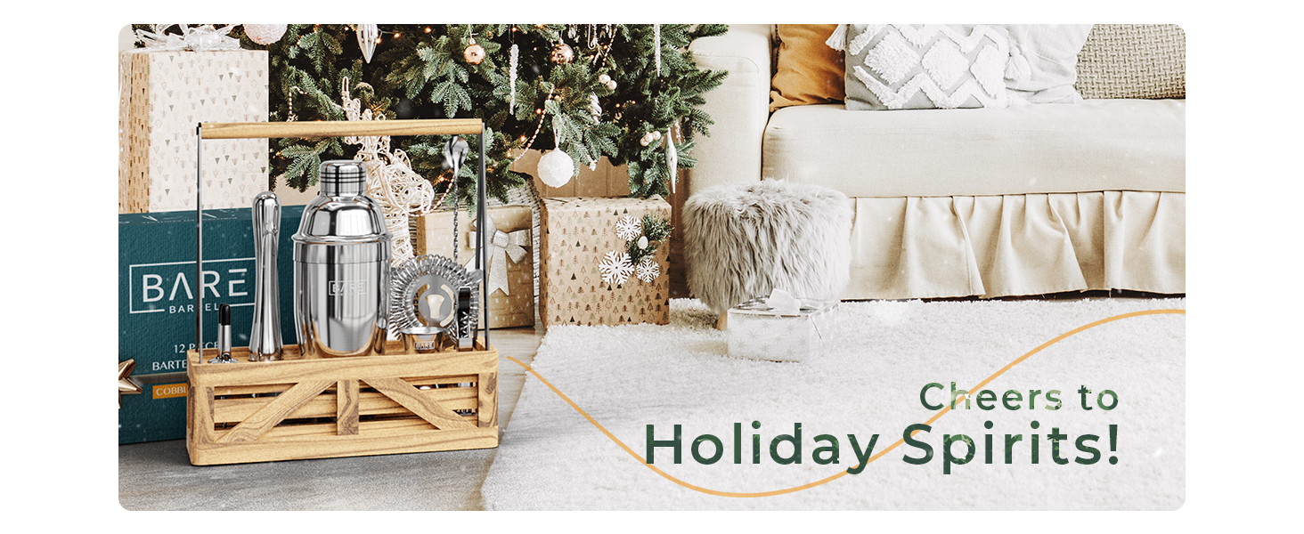 Набір бармена для приготування коктейлів Rose Gold 24oz: 12 предметів, дерев'яний підставник, рецепти, професійний барний аксесуар