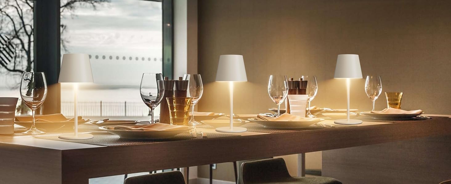 Світлодіодний акумуляторний настільний світильник 26 см, 5000mAh, IP54, 2 шт. (Бежевий) - кемпінговий, для ресторану, спальні, бару