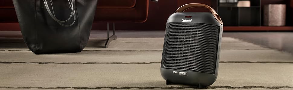 Обігрівач керамічний De'Longhi HFX30C18.AG | Портативний обігрівач для швидкого обігріву | 2 режими | Функція захисту від замерзання | 1800 Вт | Сірий