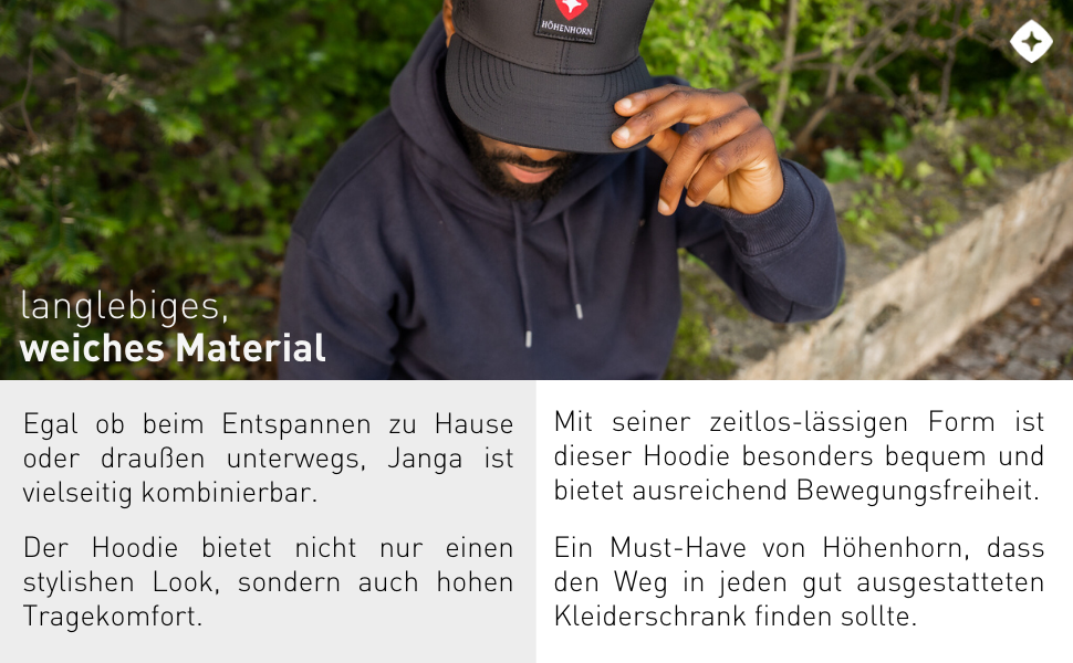Худі Janga від Höhenhorn для чоловіків, чорний, XXL, з високоякісної бавовни