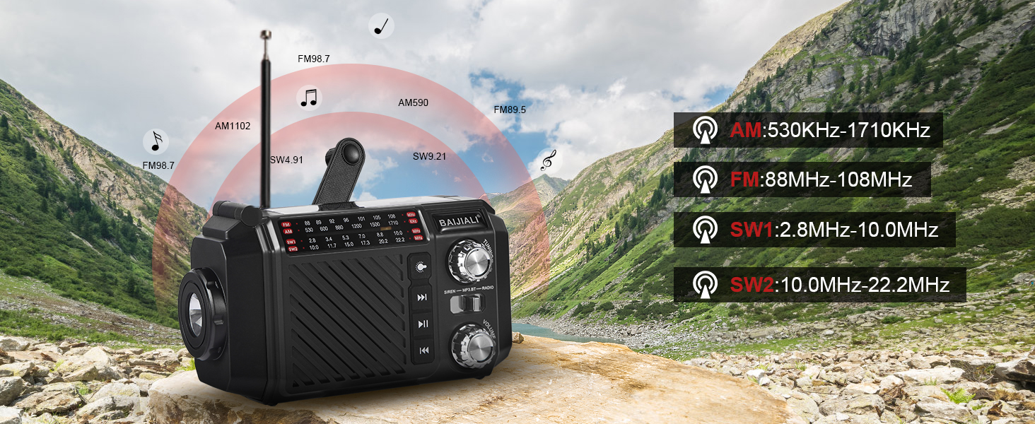 Радіо-приймач Kurbelradio з сонячною панеллю, Powerbank 2600mAh, AM/FM/SW, LED-ліхтарик та SOS-сигналом для екстрених ситуацій (Оранжевий)