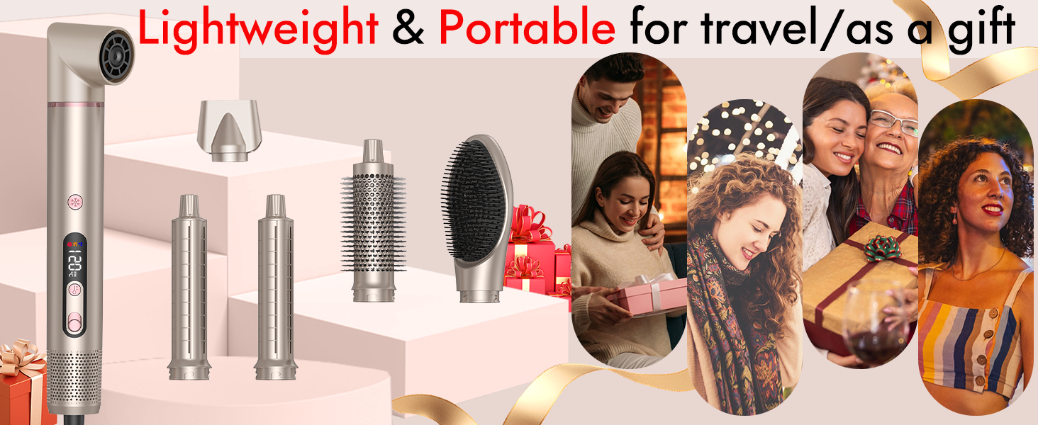 Airstyler 6-в-1 з LCD-дисплеєм: фен-щітка, стайлер для волосся, локони, об'єм, випрямлення, сушка, 110000 обертів/хв