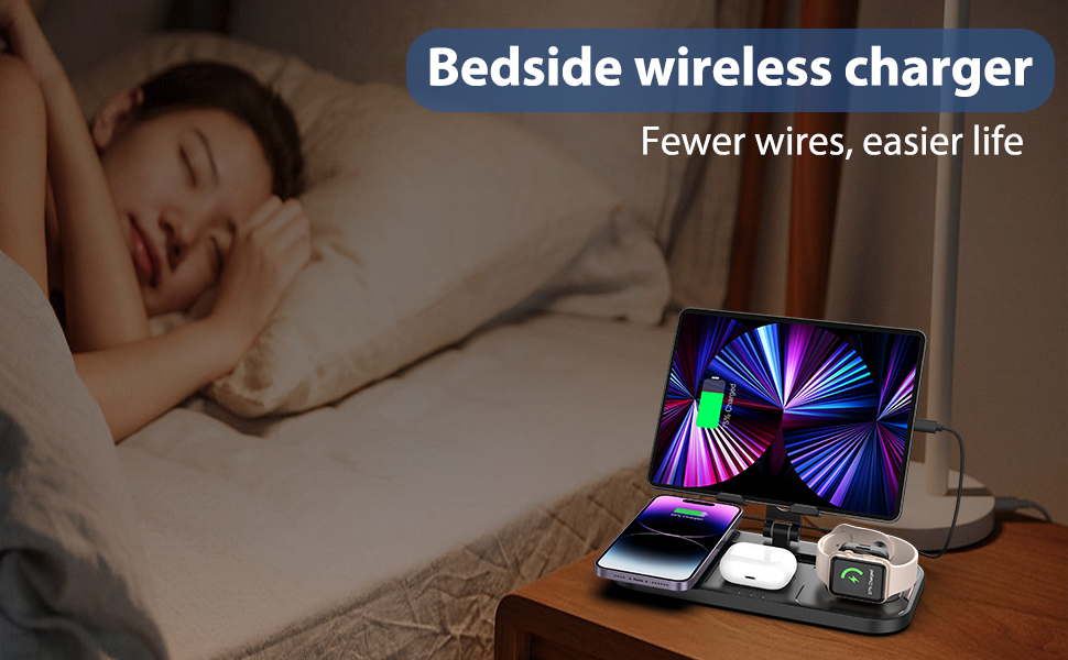 Бездротовий зарядний пристрій 4-в-1 для Apple iPhone, Apple Watch, AirPods та iPad