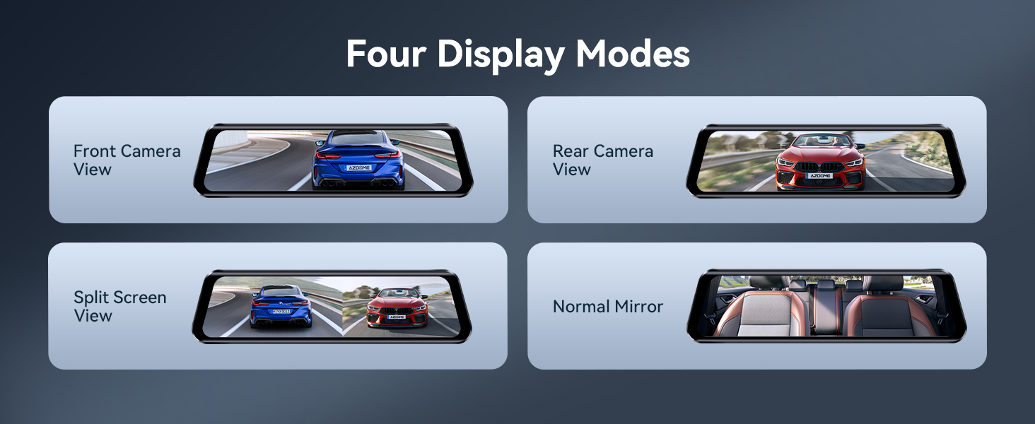 Dashcam AZDOME PG17 4K: Дзеркало заднього виду з відеозаписом, WiFi, GPS, нічне бачення, голосове керування, 64GB карта в комплекті