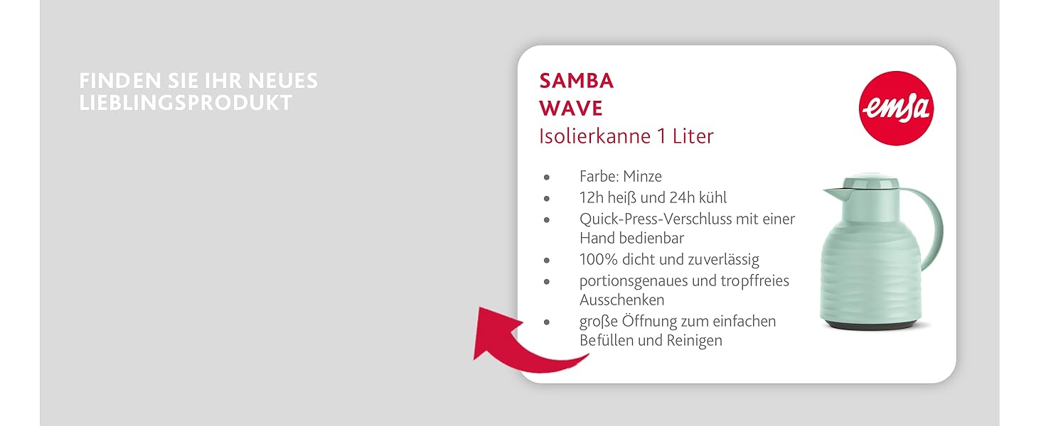 Термос Emsa Samba 1 л з Quick Press, ізольований, 12 год гарячий, 24 год холодний, прозорий антрацит