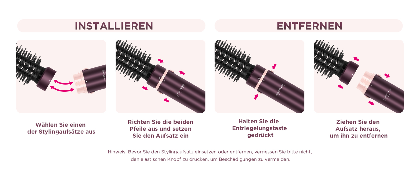 PARWIN PRO BEAUTY MaxAIR 2.0 Multi-Styler Set: 7-в-1 Фен, Плойка, Випрямляч, Щітка для об'єму, 110000 об/хв, Автоматична намотка, Подвійна напруга, Jasper Plum