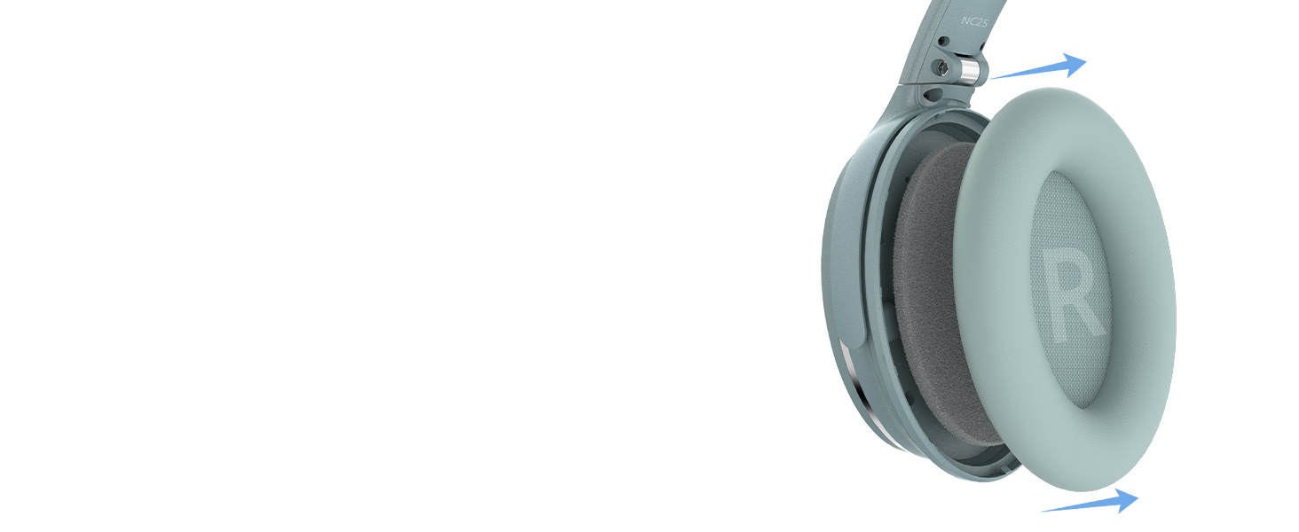 Бездротові навушники Srhythm NC25 з активним шумозаглушенням (ANC), Bluetooth, Hi-Fi звук, глибокий бас, NFC, вбудований мікрофон, складані (М'ятно-зелений)